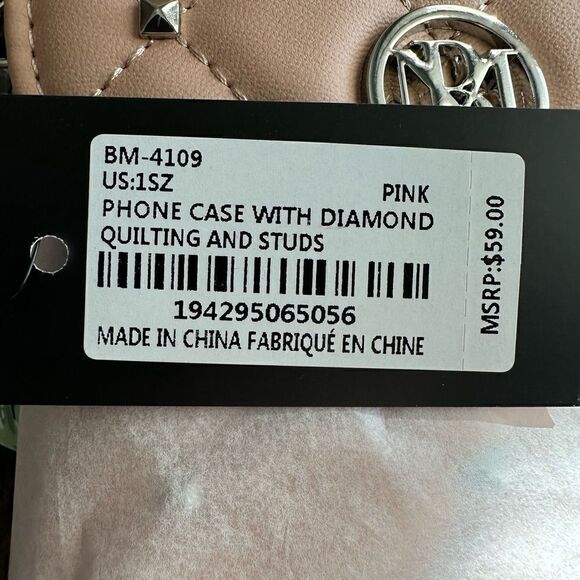 COPY - NWT -Studio Barkley Mischa Vegan Leather Phone Case Diamond Quilting Pink - Picture 8 of 8